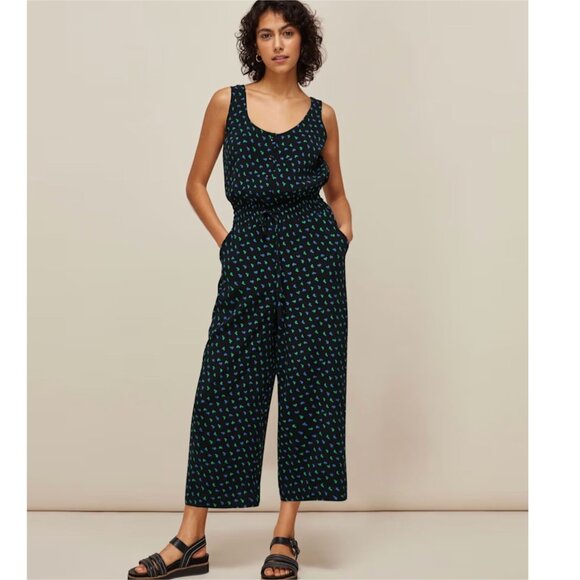 NWT Whistles Black Ikat Heart Quinn Tie Waist Sleeveless Jumpsuit US 4 - Picture 1 of 8